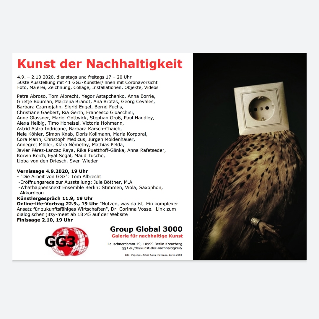 ART OF SUSTAINABILITY, 50th anniversary exhibition of Galerie GG3, Berlin, 2020